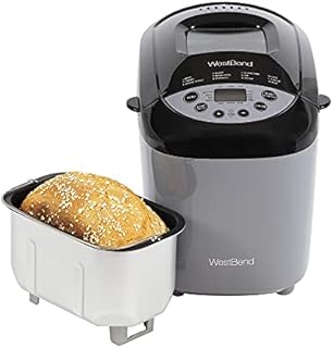 West Bend Hi-Rise Bread Maker Programmable Horizontal Dual Blade with 12 Programs Including Gluten Free, 3-Pound, Gray