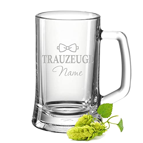GRAVURZEILE Chope à bière avec gravure - Témoin d'honneur - Personnalisable avec nom - Cadeau pour le témoin de mariage - Cadeaux pour homme meilleur ami - Taille 0,5 l