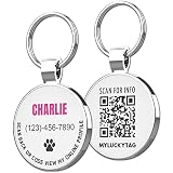 MYLUCKYTAG Personalized Pet ID Tags Dog Tags - QR Code ID Tags - Pet Online Profile - Send Pet Locat