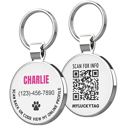 Myluckytag Personalized Pet Id Tags Dog Tags - Qr Code Id Tags - Pet Online Profile - Send Pet Location Alert Email When Scanning #TOP23