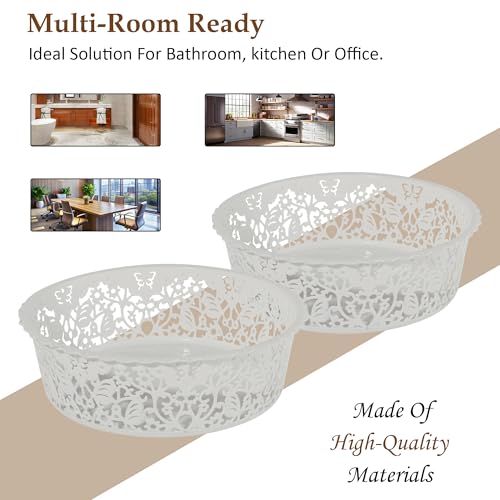 Image of Kuber Industries 3 Pcs Plastic Small Fruit Basket for Dining Table | Snacks, Groceries and Vegetable Basket for Kitchen Storage | Poland Design - Grey