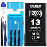 XYIRMCYF 12000mAh Super Capacity Battery Compatible with iPhone 13, 0 Cycle Li-Polymer Replacement Battery for iPhone 13, with Professional Repair Tool Kit