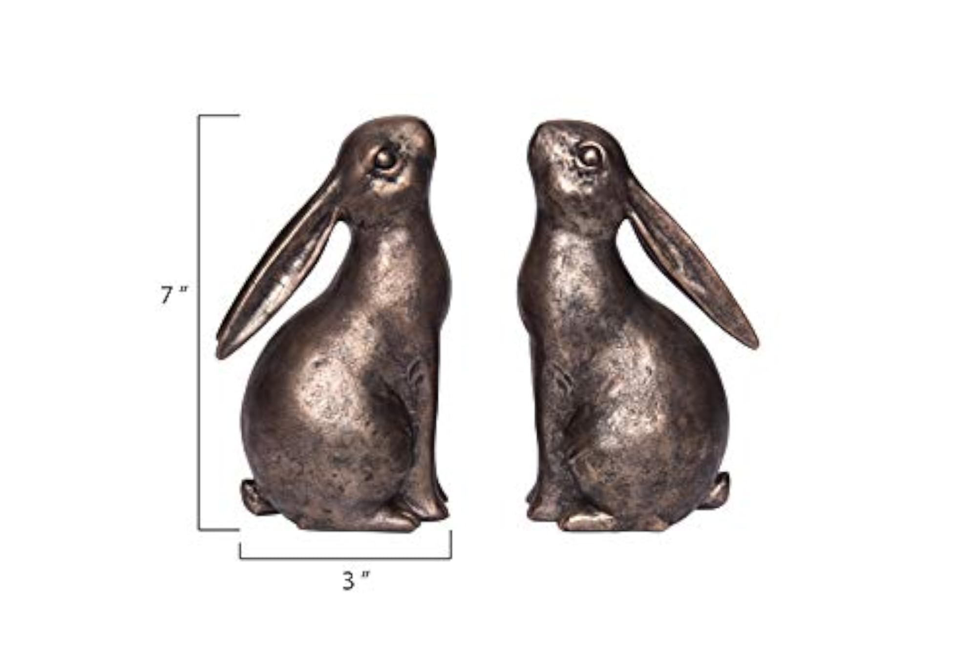 Decorative Resin Rabbit Bookends, Bronze Finish