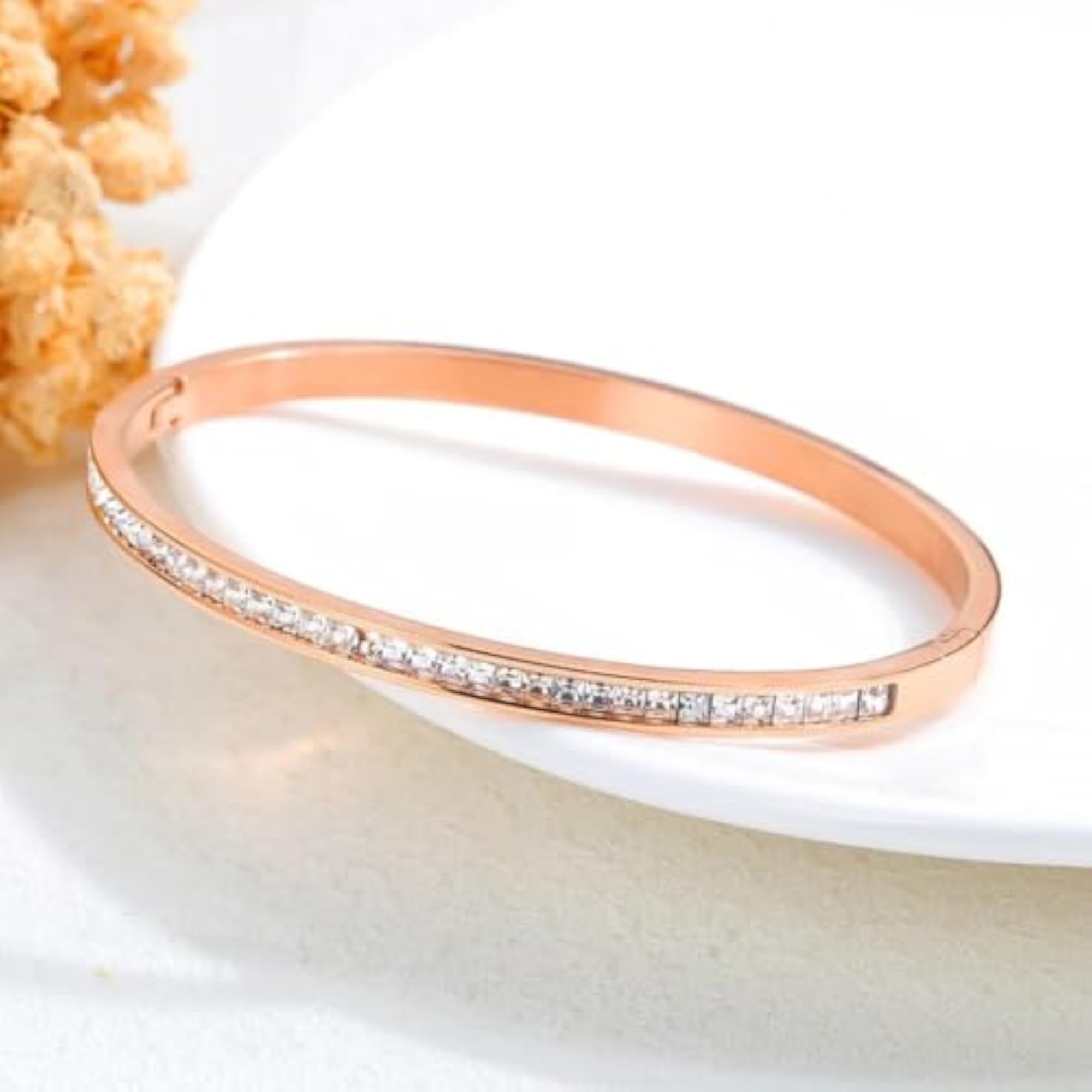 18K Gold Plated Stainless Steel Openable Crystal Bracelet