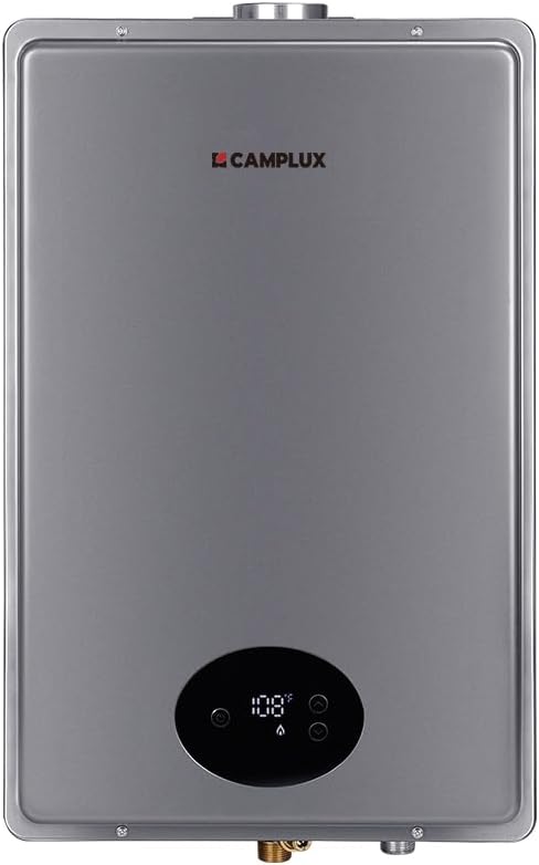 CAMPLUX Tankless Water Heater Propane Indoor 150,000 BTU, 5.28 GPM On Demand Hot Water Heater Propane, Instant Hot Water Heater Indoor Installation, Gray
