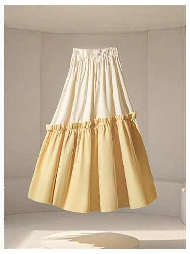 Verdusa Women's Colorblock Ruffle A Line Skirt Boho Vacation Flowy Midi Long Skirts2