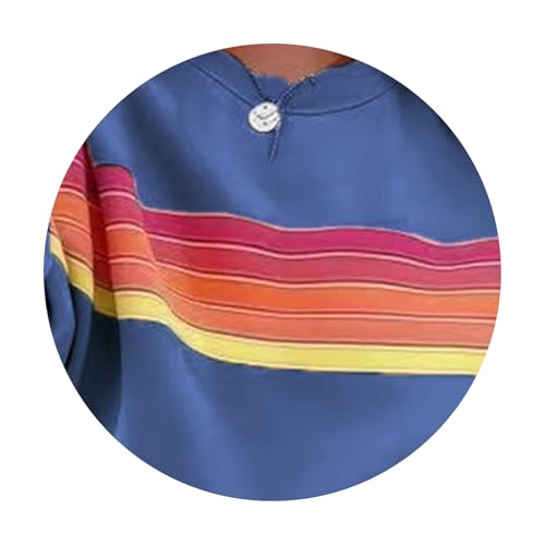 Women's 2 Piece Lounge Outfit Rainbow Striped Sweatshirt High Waist Sweatpants Workout Set Travel Track Suit Sweatsuit4