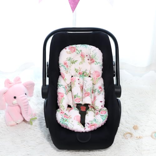 Image of Infant Car Seat Insert, Car Seat Head Support Baby with 2 Covers, Ultra-Soft Newborn carseat Insert, Perfect for Car Seat, Stroller, Swing, Flower