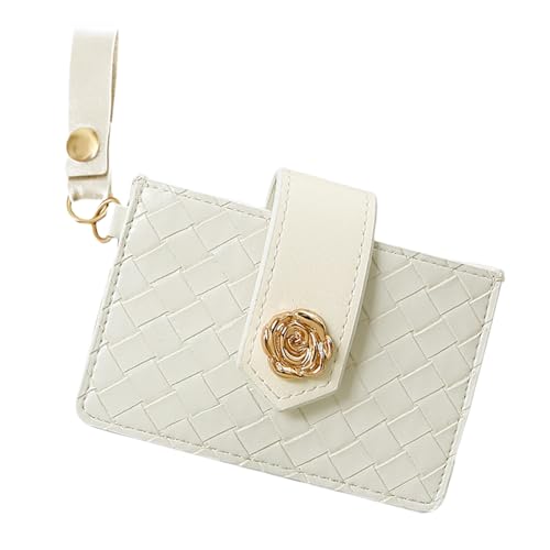 Fashion Blocking Card Holder PU Leather Short Wallet Coin Purse with Multiple Slots for Cards and Cash for Women (White)