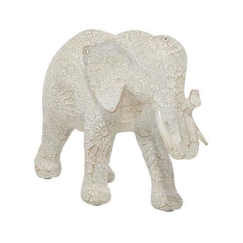 Escultura Decorativa de Elefante Polystone Blanca 14 x 5 x 9 in miniatura 1