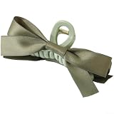 Fermaglio per capelli da donna con fiocco su entrambi i lati, elegante e grande, in tessuto, per chignon e code di cavallo, leggero fatto a mano, pinza per capelli (verde)