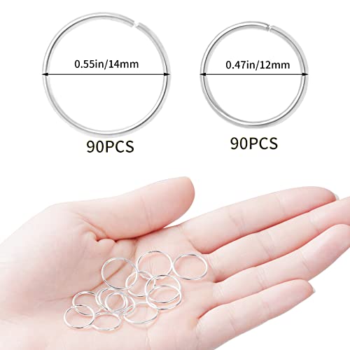 Anillos para cabello Nydotd pack 180 piezas, plata miniatura 2