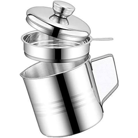 OnePine 1.2L Oil Strainer Pot with 304 Stainless Steel Detachable Fine Mesh Filter and Lid, Oil Storage Grease Keeper for Cooking Oil, Frying Oil Cover