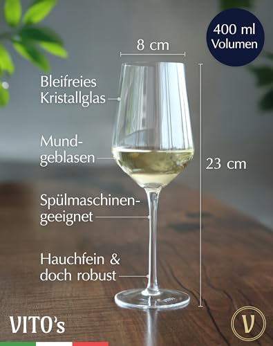 VITO's® Adria White Wine Glass (Set of 4) for Excellent Drinking Experience Made of Crystal Glass Wine Glass Set Shatterproof Packed in Gift Box for White and Rose Wines (Set of 4) - Image 3