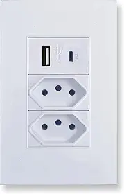 Tomada De Parede Duo com 1 USB e mais USB Tipo-C JWCOM SMART