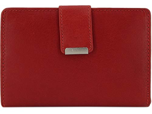 Práctica cartera de piel para mujer, monedero, rojo (negro) - 169