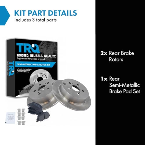 Image of TRQ Rear Brake Pad and Rotor Set Semi Metallic Solid Rotors | For 2005-2010 Scion tC
