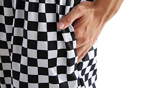 Men’s Black And White Checkerboard Print Chef Pants With Elastic Waist Drawstring Baggy Chef Uniforms Blackwhite Xl #TOP7