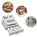 Cash Register 48-Button LCD Digital POS System Cash Management System Terminal Printer,1000PUL|200 Dept|50 Clerks|8 Payment Terms,Money Detector Lamp,Reporting Function,White