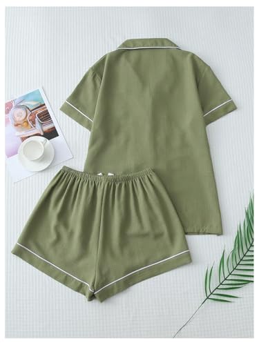 Image of Verdusa Pajamas For Women Set 2 Piece Summer Pajama Sets Cute Pjs Lounge Matching Button Shirt with Shorts
