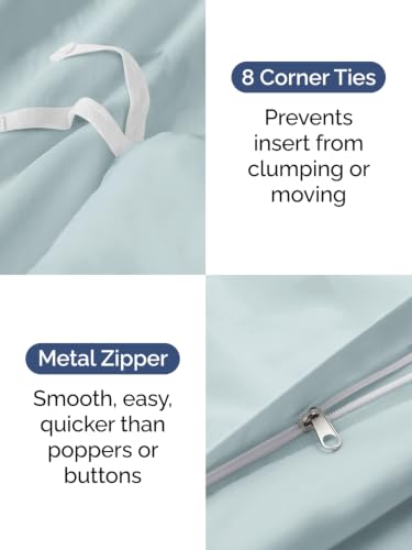 Image of Duvet Cover Super Queen Size - 3 Piece with Zipper Closure - Ice Blue