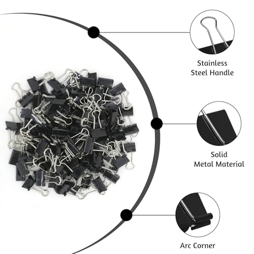 Image of OWLKELA 220 Pcs Binder Clips, 0.6 inch, Black