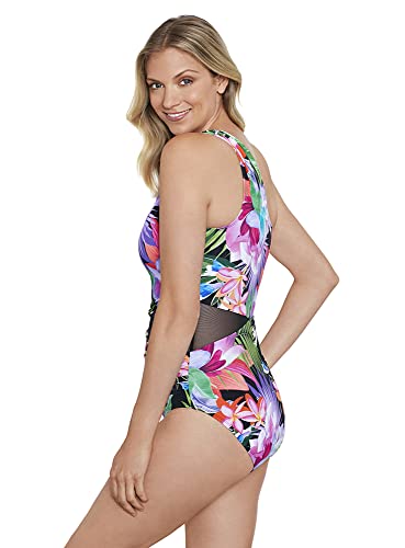 Penbrooke Shape Solver Women's Lush Life Mesh Inset One Shoulder Mio Soft Cup One Piece Swimsuit3