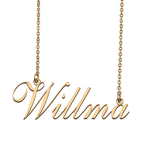 HUAN XUN Custom Personalized Name Necklace in Golden Silver for Women Willma