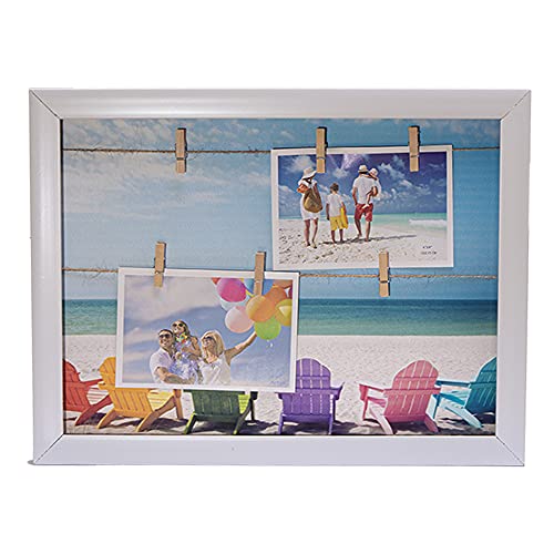 Marco para colgar fotos 40 x 30 cm sin cristal playa verano (Blanco fondoplaya) Cover
