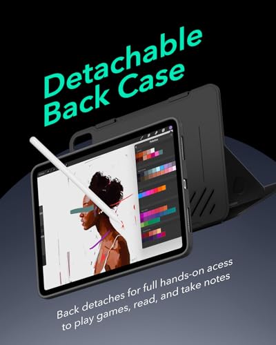 Image of ESR for iPad Air 13 Inch Case M4 /M3 /M2 (2026 /2025 /2024), Removable Magnetic Cover, Adjustable Portrait /Landscape Stand with Raised Screen View, 9 Standing Angles, Shift Series, Black