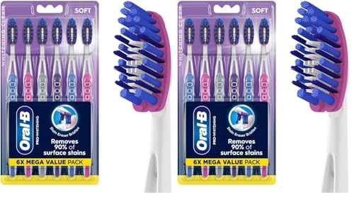 Image of Oral-B 3D White Deep Stain Remover toothbrushes,Toothbrush Soft,Removes 90% of Surface Stains,whitens Teeth,deep Reach,removes Plaque and Stains Tooth Brush,6 Count (Pack of 2)