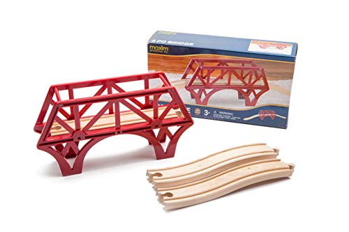 Maxim Enterprise, Inc. 3 Piece Bridge With Ascending Tracks - Quality Hardwood & Durable Plastic, Accessory Compatible With Major Brands Of Wooden Toy Train Track, Child Safe For Kids Ages 3 And Up #TOP1
