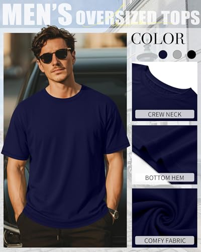 Image of Neer 3 Pack Big and Tall T-Shirts for Men L-7xl Tops | Large Casual Stretch Workout Tees, Short Sleeve Crewneck Oversized Shirts, Classic Summer Outfits, Comfy Basic Loose Clothes