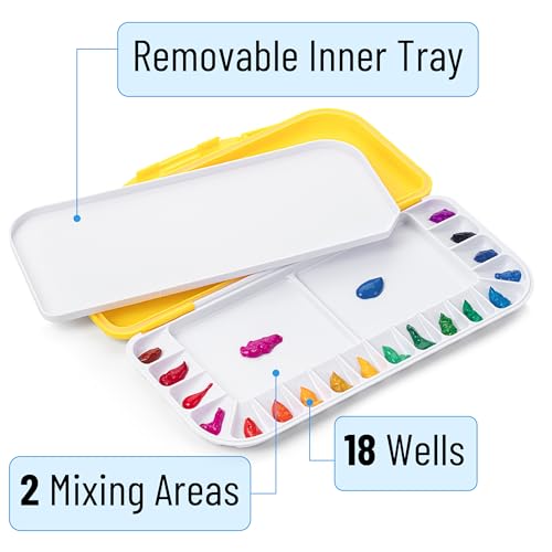 Image of Mr. Pen- Airtight Watercolor Palette with Lid, 18 Wells & 2 Mixing Areas | Lightweight Sealing Paint Palette for Travel, Painting, Watercolor Mixing, Art Class and Studio Use