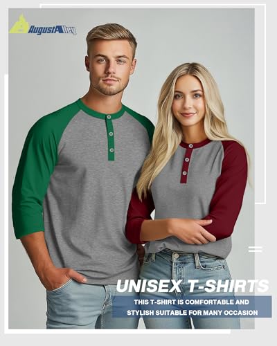 3 Pack Men's 3/4 Sleeve Baseball Raglan T-Shirts S-3XL, Henley Tops Sport Athletic Jersey Tee Cotton Shirts 5