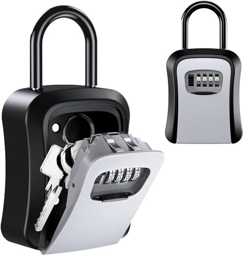 Image of Heavy-Duty Combination Key Lock Box for Secure Key Storage by HEBEZON - Wall Mounted, Weather-Resistant