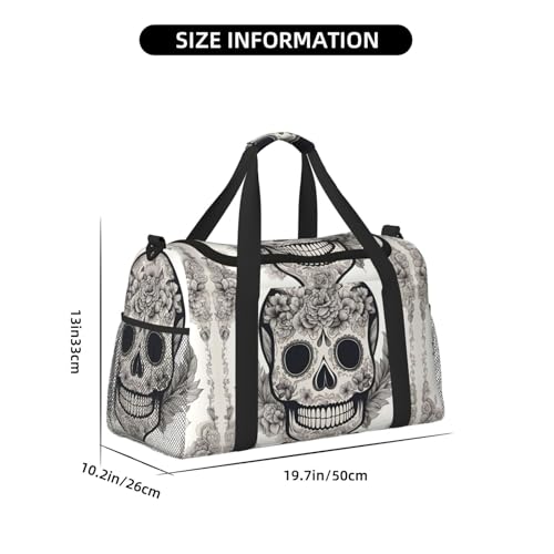 Mexican Skull Foldable Travel Duffel Bag Tote Carry On Luggage Bag For Weekend Getaways, For Spontaneous Trips4