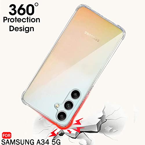 Image of TheGiftKart Crystal Clear Back Cover Case for Samsung Galaxy A34 5G | Shock Proof 360 Protection | Hard Clear Back Cover Case for Samsung Galaxy A34 5G (PC & TPU, Transparent Bumper)