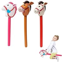 Steckenpferd Kinder, 3 Stück Aufblasbare Pferdekopfstäbe, Hobby Horse Pferde, Ideal Für Geburtstagsfeiern, Karneval Und Weihnachtsdekoration, Größe 30 * 15 * 95cm