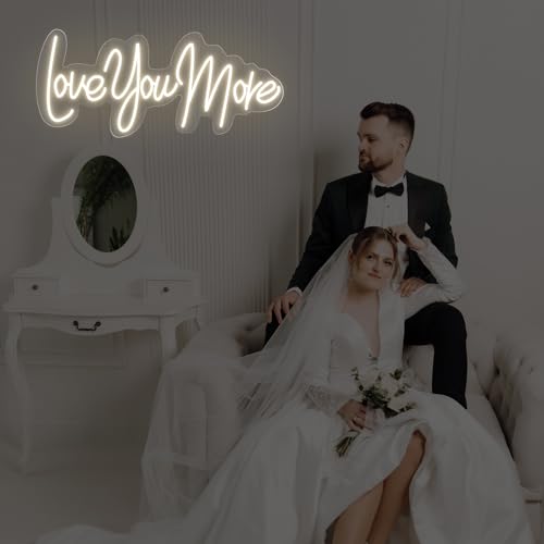 Image of Love you more Neon Sign Romantic Wedding Led Light Bedroom Home Wall Decor Wedding Party Decor Personalized Gift for Her, 15.7 inchx7.1 inch