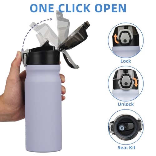 Image of BJPKPK 18 oz Water Bottle with Straw & Handle, Insulated Stainless Flask | Leak Proof Locking Lid, Thermal, Double Wall Vacuum, Keeps Hot /Cold, BPA Free, Dishwasher Safe, Travel & Sports, Iceberg
