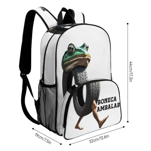 Boneca-Ambalam Merch Large Travel Backpack Italian-Brainrot Meme Waterproof Lightweight Daypack White 44x32x19cm2