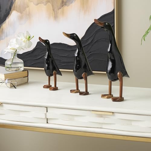 Set de 3 estatuas decorativas de madera negra, 16, 14 y 11 pulgadas miniatura 3