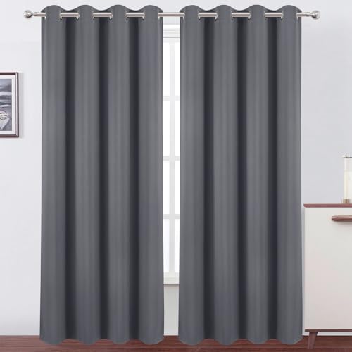 Image of LEMOMO Blackout Curtains 52 x 120 Inch Long Grey Curtains Set of 2 Panels Room Darkening Curtains for Bedroom and Living Room
