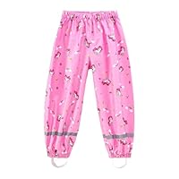 Dioshark Regenhose Mädchen Wasserdichte Matschhose Baby Kleinkind Rosa Einhorn Sommer Dünn Buddelhose mit Reflektor Regenlatzhose Ohne Träger Gefüttert Atmungsaktive Fahrrad Schule für Alter 1-2 Jahre