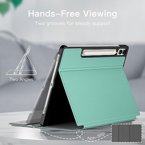 Coque Samsung Galaxy Tab S9 Plus multi-angle avec support S Pen vert