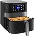 Frytownica na gorące powietrze XXL, frytownica na gorące powietrze LLIVEKIT 5.5L z książką kucharską, bez frytkownicy na olej z cyfrowym ekranem dotykowym LED, programy 7, timer i regulacja temperatury, 1700W, czarny
