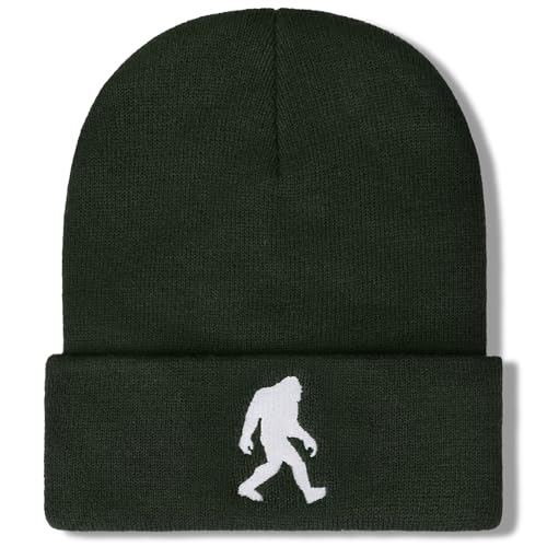 Image of Bigfoot Beanie for Men - Sasquatch Hat Winter Knit Cuffed Beanie for Women - Bigfoot Gifts for Christmas & New Year