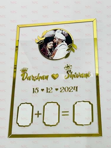 Image of Couple Thumb Gift with Photo | 29 * 21 CM | Wedding Thumb Print |Finger Print Gift| Personalized Text & Photo | Valentine's day Gift
