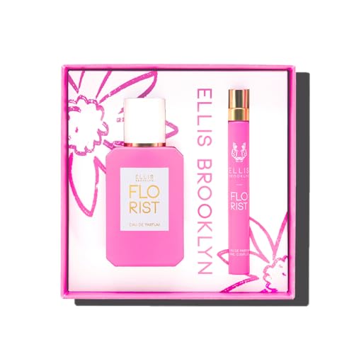Ellis Brooklyn FLORIST Eau de Parfum Gift Set, Floral Perfume for Women with Bergamot, Tuberose & Cedarwood, Vegan, Cruelty-Free, Sustainable Ingredients, Made in USA, 50ml/1.7 fl oz & 10ml/0.33 fl oz